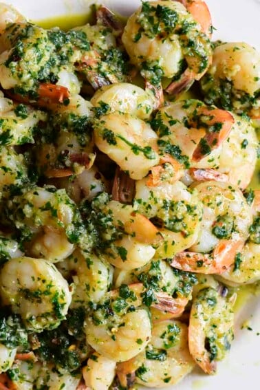 Easy Garlic Shrimp Recipe - This garlic shrimp recipe is ready and on the table in 15 minutes! Made with shrimp, garlic, butter, and parsley, this quick and easy shrimp recipe is a definite favorite! // addapinch.com