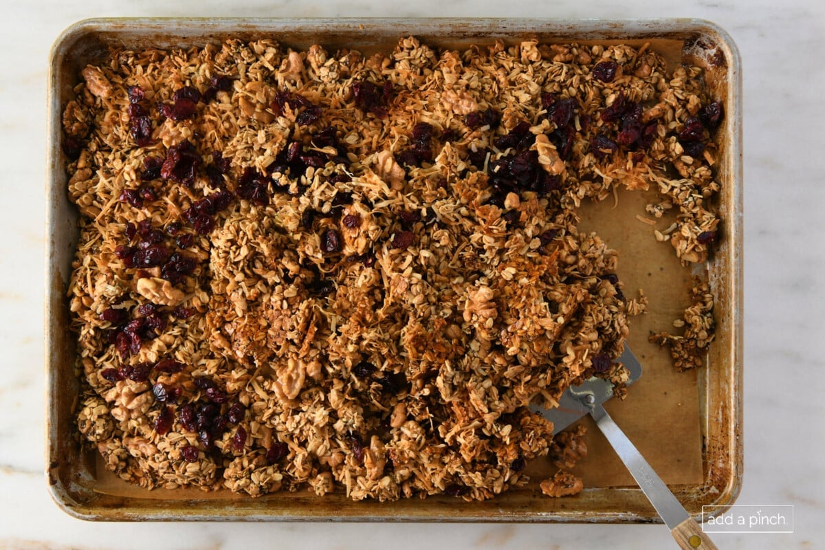Dried fruit added to the granola. 